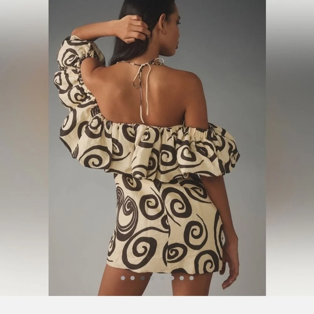 The Wolf Gang Elegant Off-Shoulder Swirl Pattern Dress - Picture 2 of 7